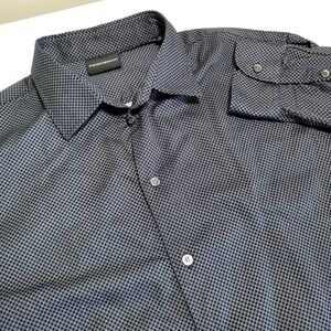 Emporio Armani Dress Shirt Mens XL Long Sleeve Button Front Blue Pattern